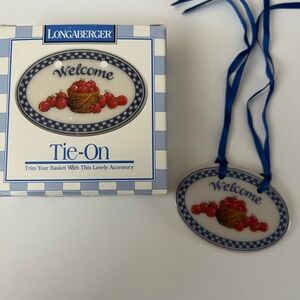 Longaberger Welcome Tie-On with Red and Blue Accents